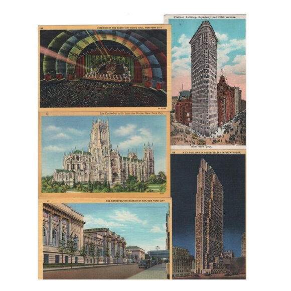 Other - New York City 11 Vintage Postcards Color Places Scenes Attractions